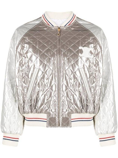 Laminated Silk Casaque Blouson Jacket Argent - CELINE - BALAAN 1