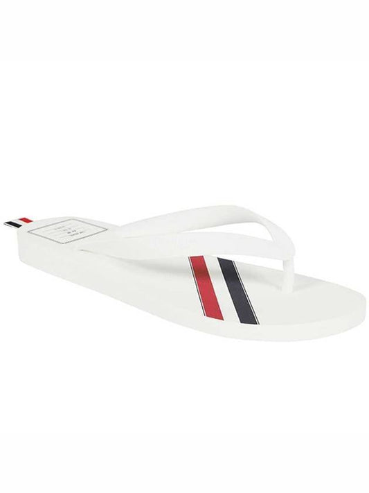 Signature Stripe Rubber Flip Flops White - THOM BROWNE - BALAAN 1