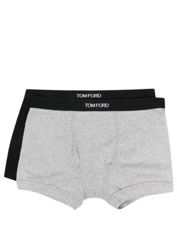 T4XC3 1040 Logo Cotton Boxer Briefs Black Gray 2 Pieces 1153960 - TOM FORD - BALAAN 1