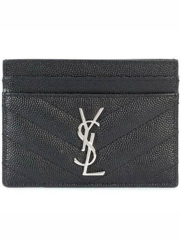 423291 Silver Monogram Matelasse Quilted Card Wallet 42 1009317 - SAINT LAURENT - BALAAN 1