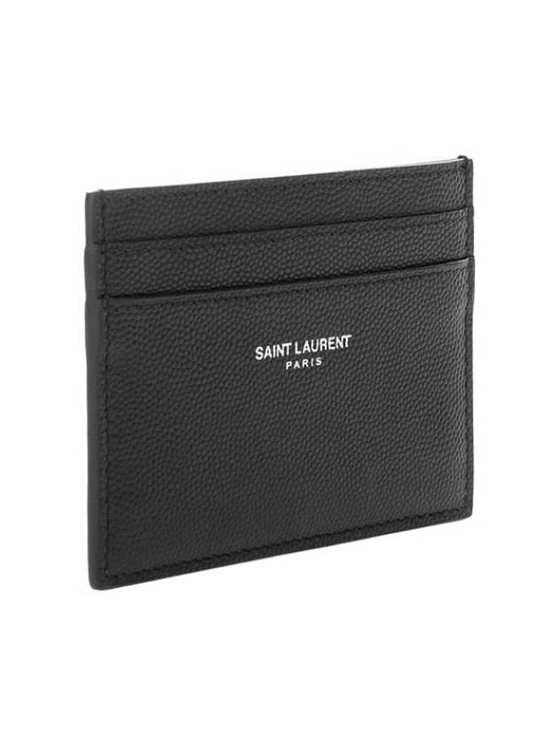 Embossed Leather Card Wallet Black - SAINT LAURENT - BALAAN 4