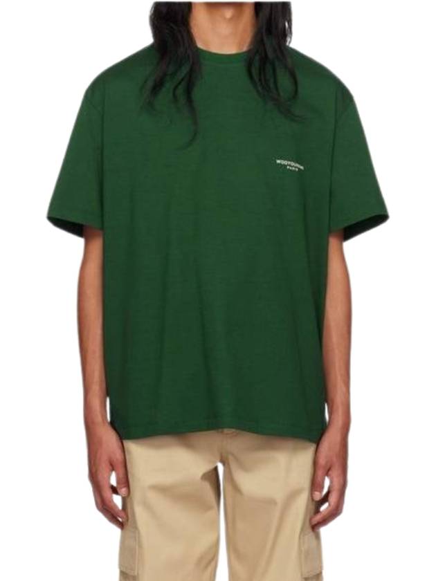 Square Label Cotton Short Sleeve T-Shirt Green - WOOYOUNGMI - BALAAN 1