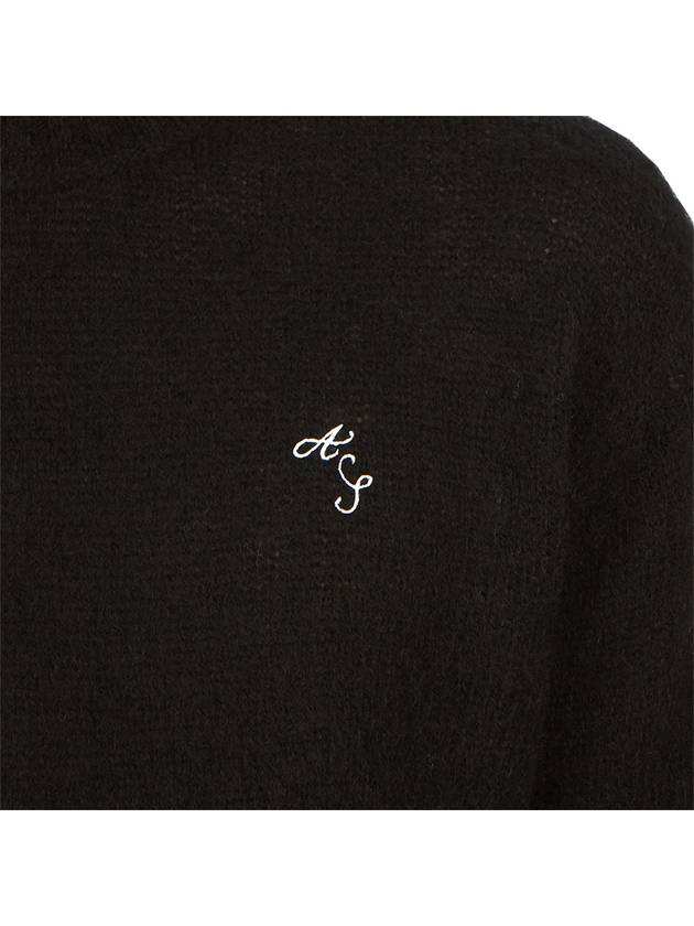 Embroidered Logo Crew Neck Knit Top Black - ACNE STUDIOS - BALAAN 9