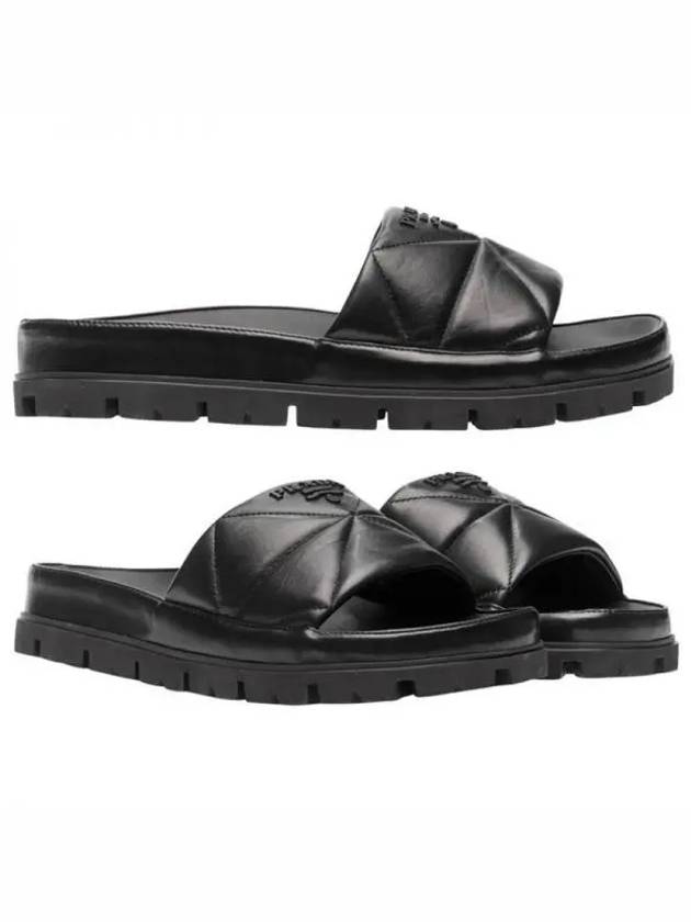 Quilted Nappa Leather Slide Slippers Black - PRADA - BALAAN 2