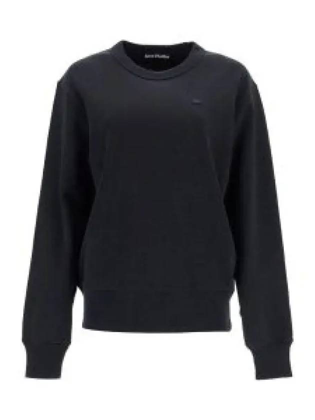 Face Logo Applique Cotton Sweatshirt Black - ACNE STUDIOS - BALAAN 2