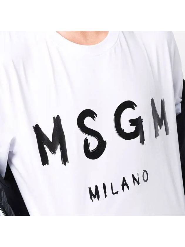 Brushed Logo Short Sleeve T-Shirt White - MSGM - BALAAN 7