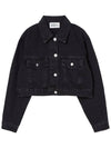 Women's Crop Washed Denim Jacket Black GB1 WDJK 52 BLK - THE GREEN LAB - BALAAN 1