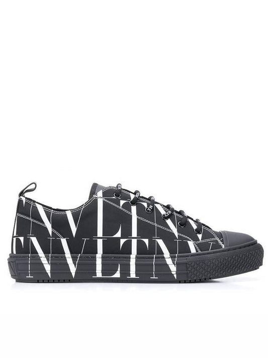 VLTN Logo Print Low Top Sneakers Black - VALENTINO - BALAAN 1