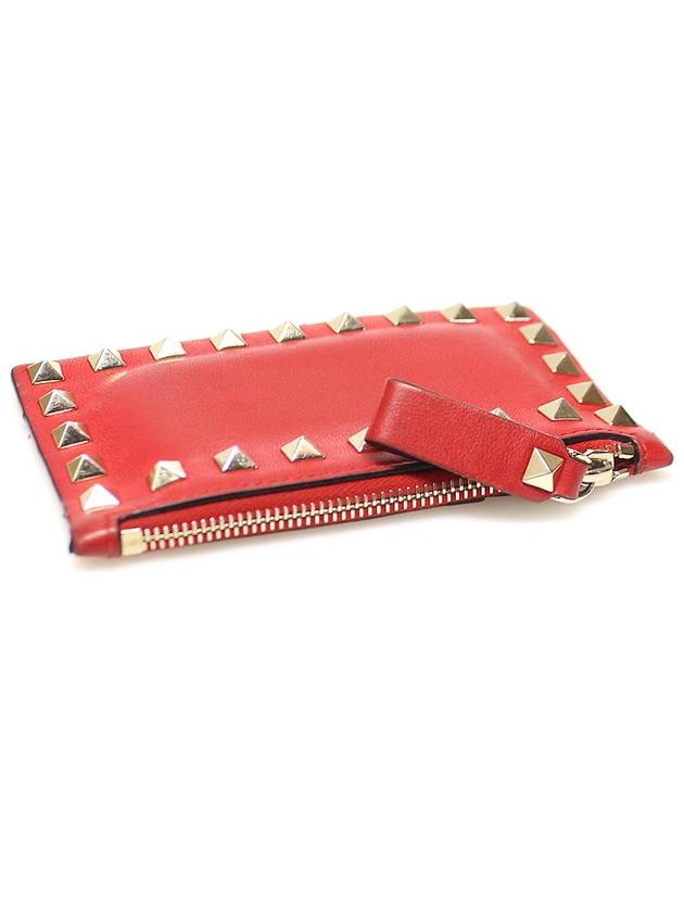 SW2P0548BOL Red Calfskin Rockstud Zipper Card Case Wallet - VALENTINO - BALAAN 5