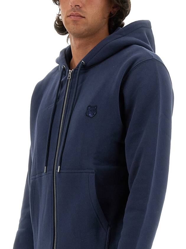 Bold Fox Head Patch Cotton Zip-Up Hoodie Ink Blue - MAISON KITSUNE - BALAAN 5