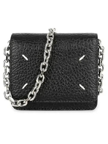 Embroidery Logo Chain Cald Wallet Black - MAISON MARGIELA - BALAAN 1