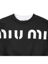 Logo Print Crop Cotton Sweatshirt Black - MIU MIU - BALAAN 4