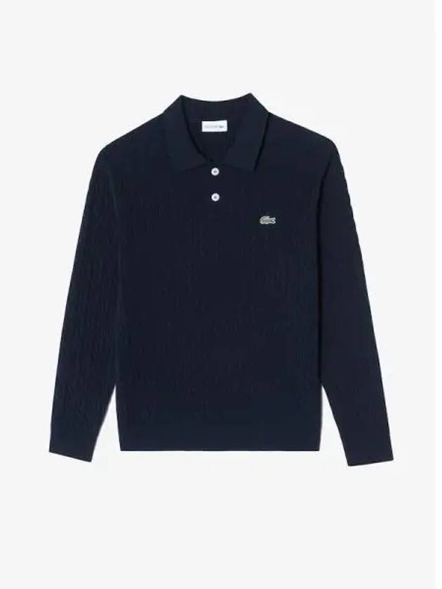 Men s cable sweater polo t shirt AH480E 54N 166 Domestic product GQ2N24081388073 - LACOSTE - BALAAN 1