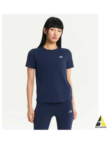 NBNEE4P042 WOMEN Athletics Running Short Sleeve T Shirt BLUE - NEW BALANCE - BALAAN 1