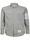 Men's Diagonal Solid Flannel Long Sleeve Shirt Grey - THOM BROWNE - BALAAN 2