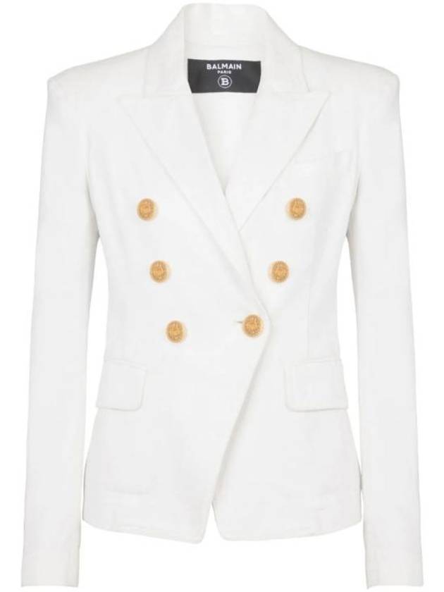 Women s Double Gold Button Cotton Jacket White - BALMAIN - BALAAN 1