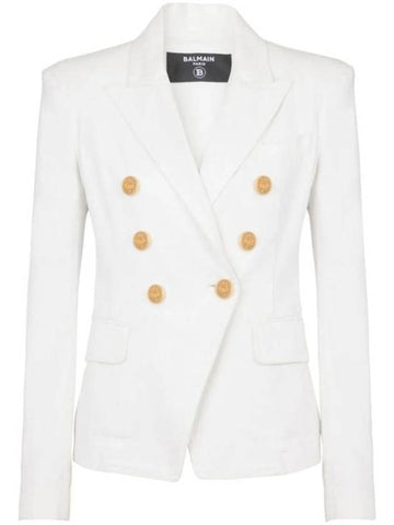 Women s Double Gold Button Cotton Jacket White - BALMAIN - BALAAN 1