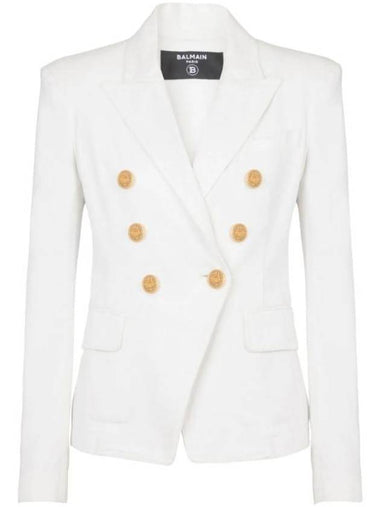 Women s Double Gold Button Cotton Jacket White - BALMAIN - BALAAN 1