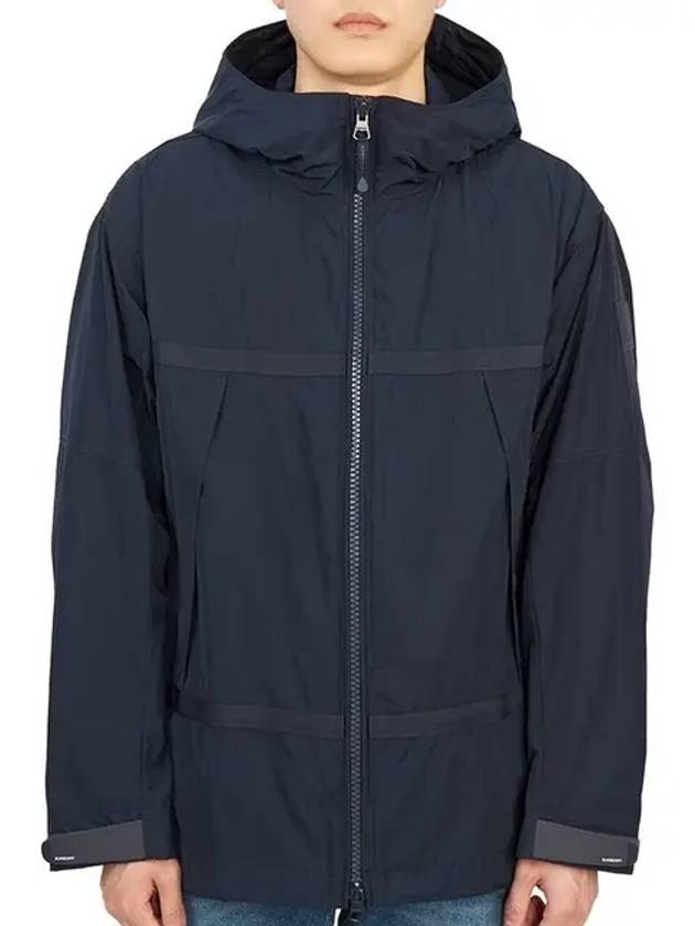 Men's Logo Applique Lightweight Zip-Up Hoodie Navy - BURBERRY - BALAAN 3