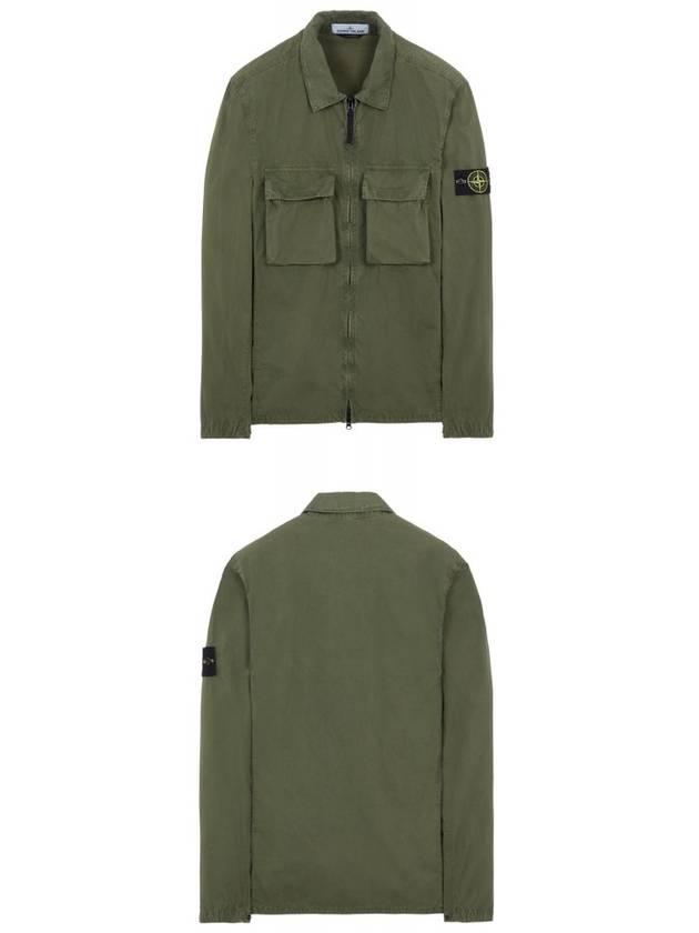 Front Pocket Wappen Patch Overshirt Zip-Up Jacket Khaki - STONE ISLAND - BALAAN 5