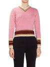 V-neck cashmere knit top pink - BARRIE - BALAAN.