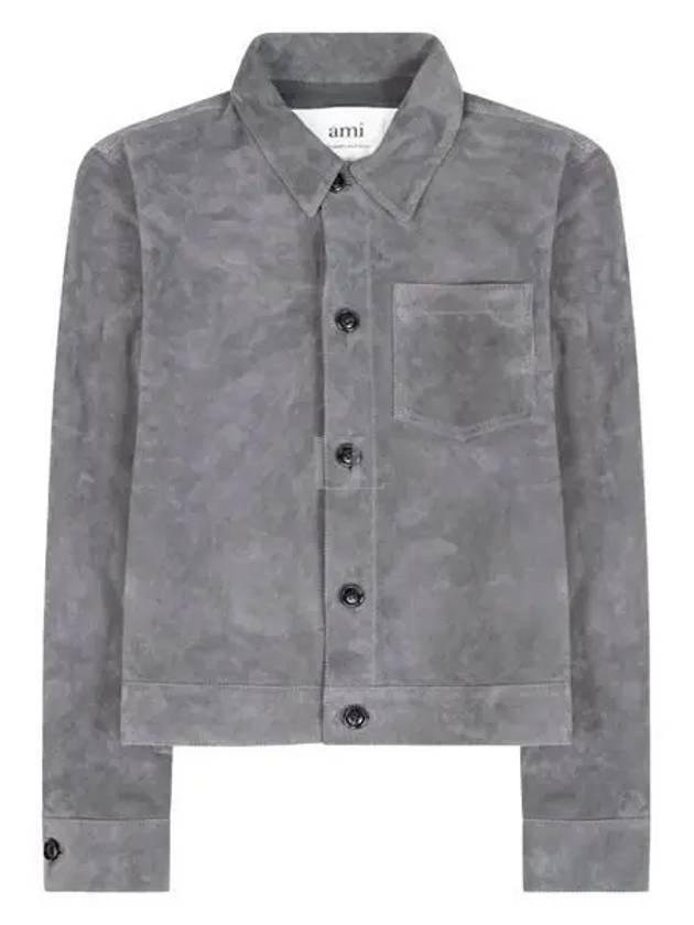 Suede Overshirt Jacket Grey - AMI - BALAAN 2