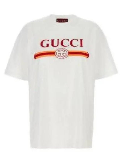 Jersey Print Cotton Short Sleeve T-Shirt White - GUCCI - BALAAN 2