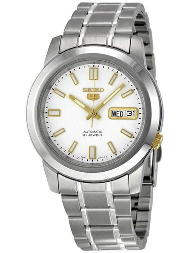 Seiko 5 Automatic Stainless Steel White Dial Men's Watch SNKK07 - SEIKO - BALAAN 1