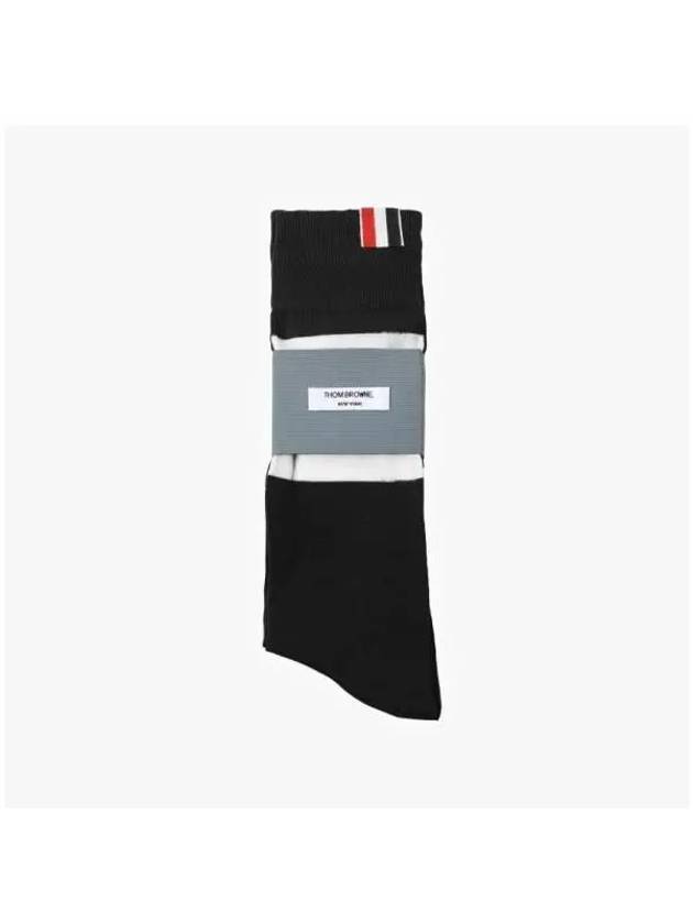 Men's Diagonal Light Weight Midi Socks Black - THOM BROWNE - BALAAN 3