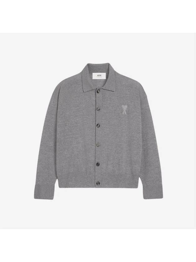 De Coeur Logo Wool Cardigan Heather Grey - AMI - BALAAN 3