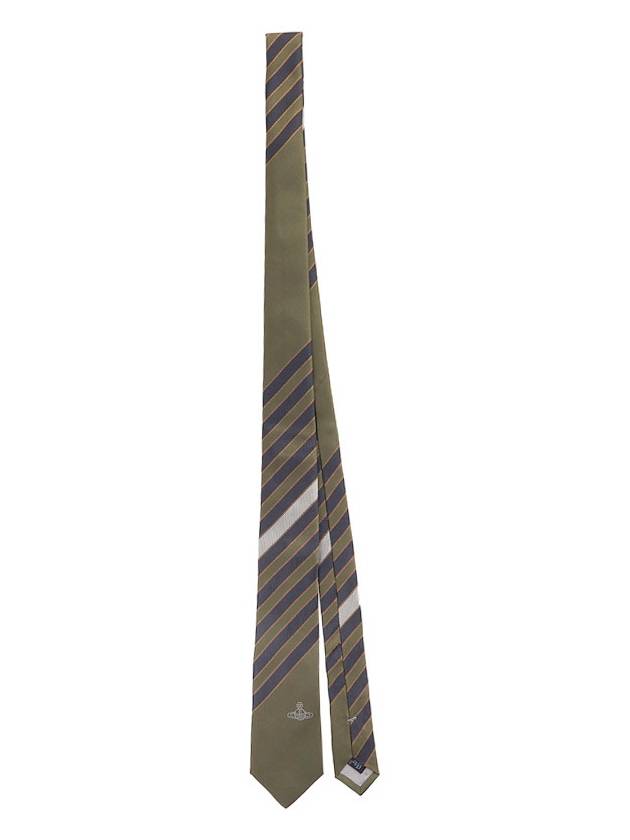 Embroidered Logo Silk Tie Green - VIVIENNE WESTWOOD - BALAAN 2