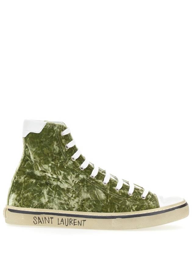 Malibu Velvet High Top Sneakers Green - SAINT LAURENT - BALAAN 2