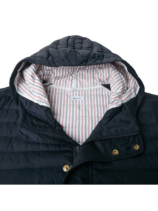 Men's 4 Bar Hooded Padding Navy - THOM BROWNE - BALAAN 4