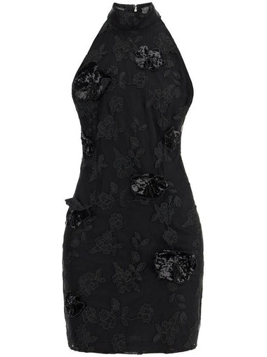 black floral recycled polyester mini dress - ROTATE - BALAAN 1