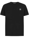 Logo Patch Chest Short Sleeve T-Shirt Black - STONE ISLAND - BALAAN 1