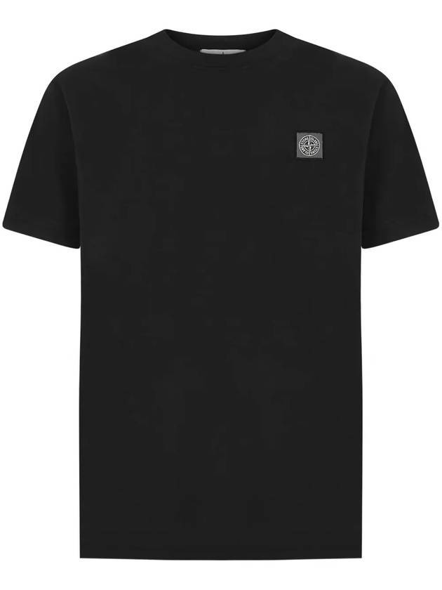 Logo Patch Chest Short Sleeve T-Shirt Black - STONE ISLAND - BALAAN 1