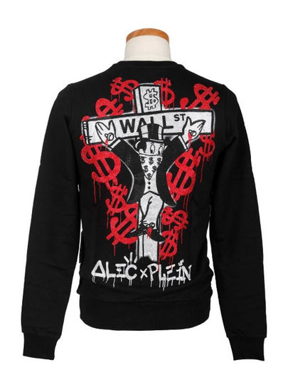 Dollar Print Cotton Sweatshirt Black - PHILIPP PLEIN - BALAAN 2