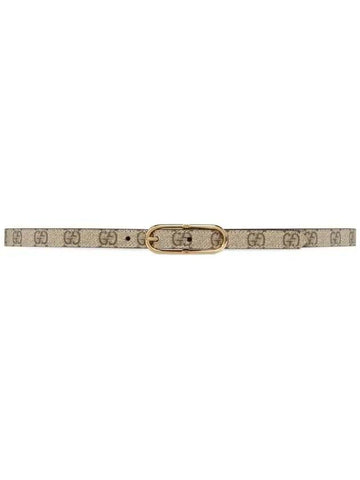 Jackie Thin GG Supreme Canvas Belt Beige - GUCCI - BALAAN.