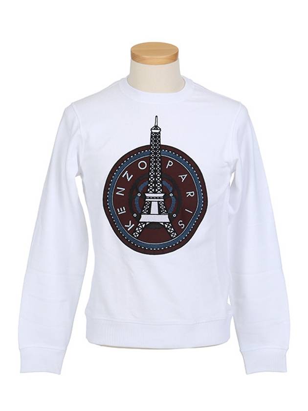 Men's Watch Eiffel Tower Print Cotton Sweatshirt White - KENZO - BALAAN 3