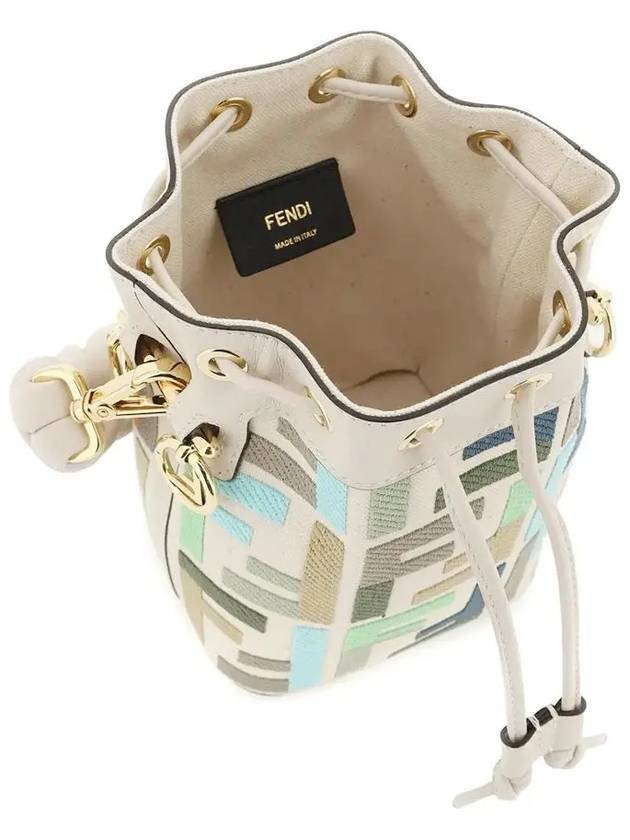 Mon Tresor FF Embroidery Small Canvas Bucket Bag - FENDI - BALAAN 4