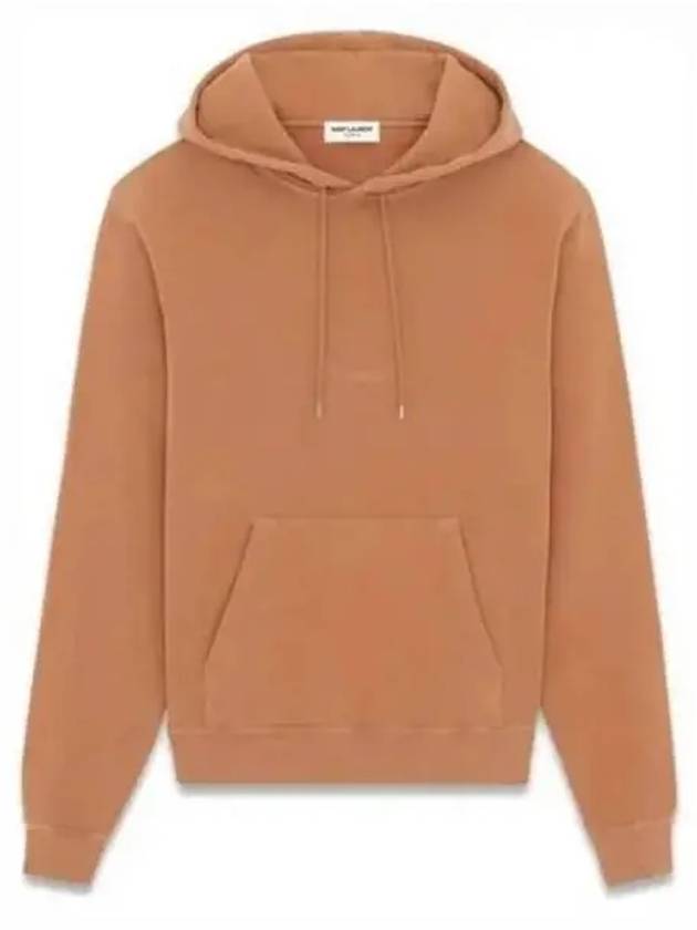 Embroidered Logo Cotton Hoodie Light Orange - SAINT LAURENT - BALAAN 2