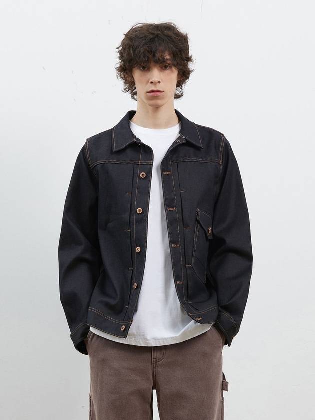 Denim raw selvedge one pocket jacket indigo - CORK - BALAAN 1