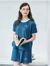 Summer Knit Round Short Sleeves T Shirt Blue - METAPHER - BALAAN 3