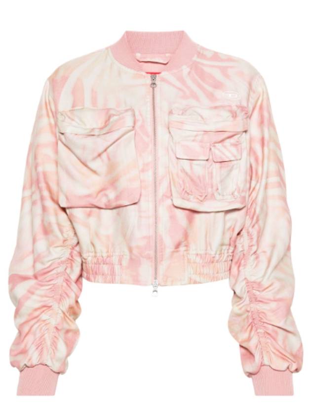 G Khlow Zebra Camo Twill Cargo Bomber Jacket Pink - DIESEL - BALAAN 4