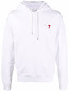 Mini Heart Logo Patch Embroidered Hoodie White - AMI - BALAAN 2