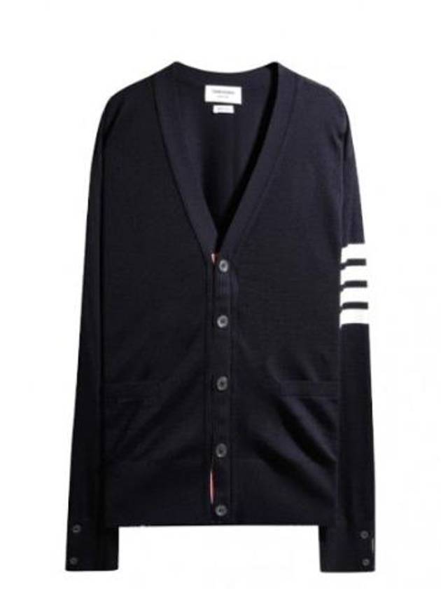 Cardigan 4-bar stripe sustainable merino wool - THOM BROWNE - BALAAN 1