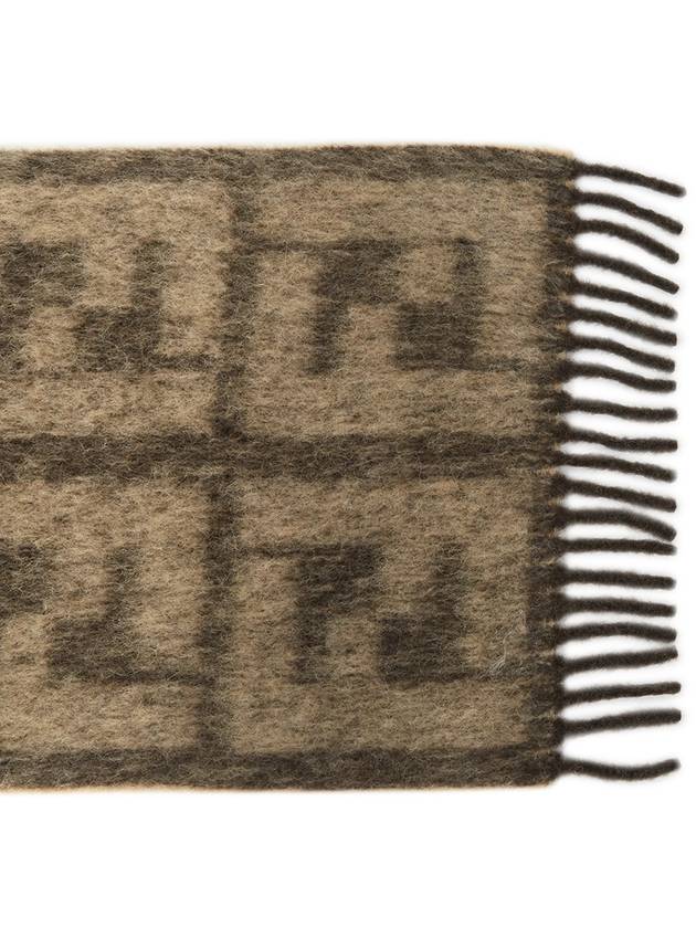 All-Over FF Motif Print Wool Scarf Beige - FENDI - BALAAN 8