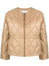 Women's Quilted Recycled Nylon Down Zip-Up Jacket Beige - GANNI - BALAAN 1