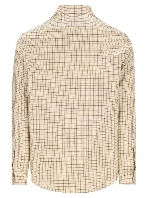 Triomphe Embroidered Check Long Sleeve Shirt Camel Beige - CELINE - BALAAN 3