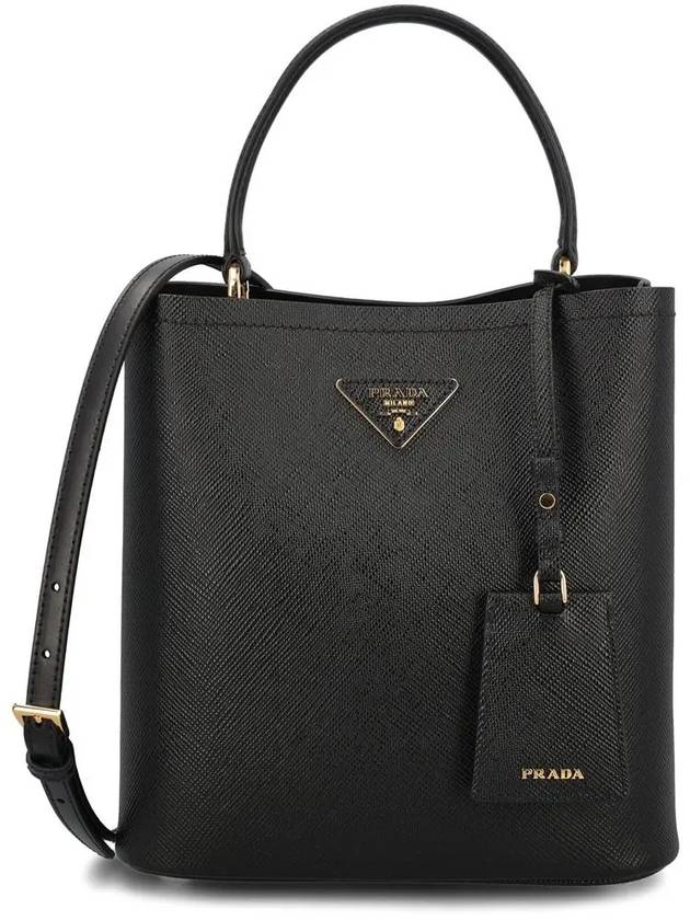 Pannier Saffiano Leather Medium Tote Bag Black - PRADA - BALAAN 3